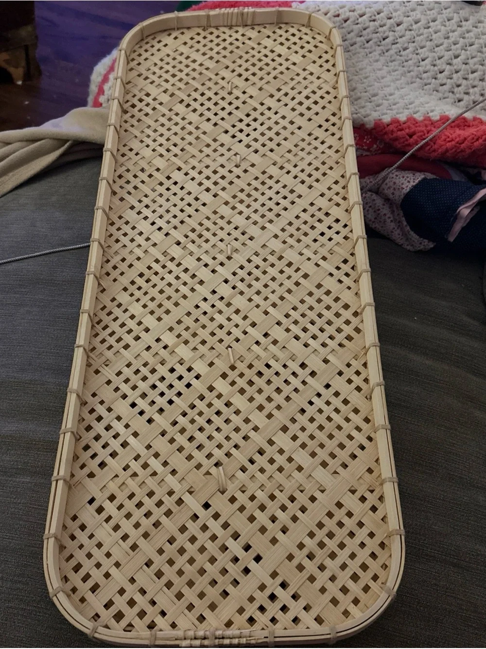 Woven Bamboo Tray - Natural Tan GRÅMÖRT Tray, bamboo 28” x 11”